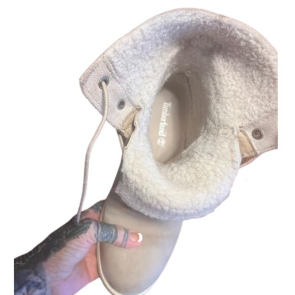 Timberland Teddy Fleece Fold Over Lace Boots Size 8 - Picture 7 of 8